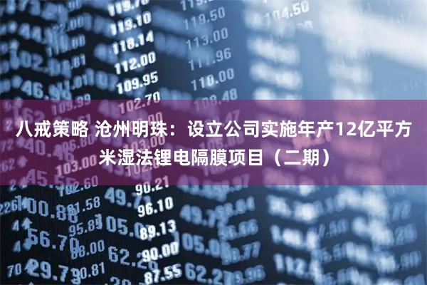 八戒策略 沧州明珠：设立公司实施年产12亿平方米湿法锂电隔膜项目（二期）