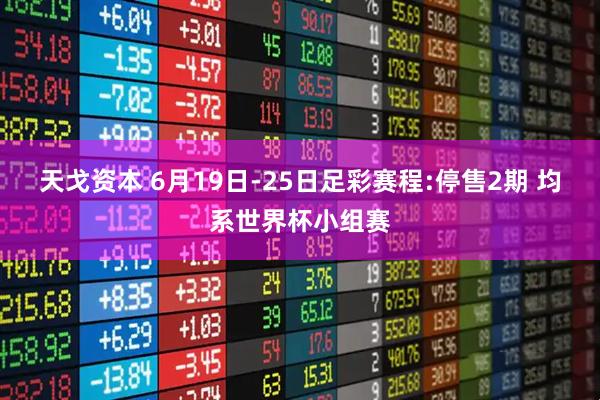 天戈资本 6月19日-25日足彩赛程:停售2期 均系世界杯小组赛