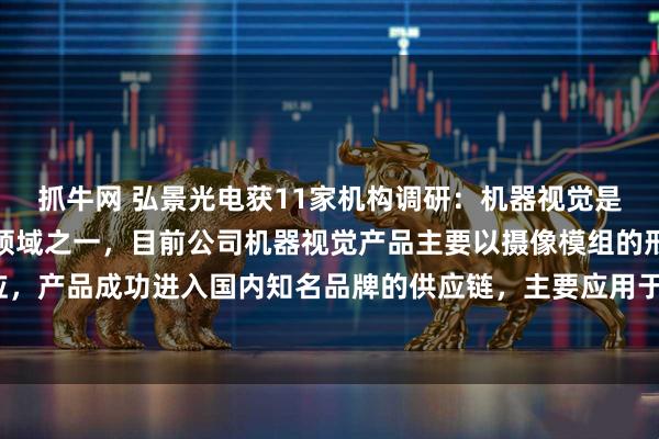 抓牛网 弘景光电获11家机构调研：机器视觉是公司积极布局的新业务领域之一，目前公司机器视觉产品主要以摄像模组的形式供应，产品成功进入国内知名品牌的供应链，主要应用于割草机器人等产品（附调研问答）