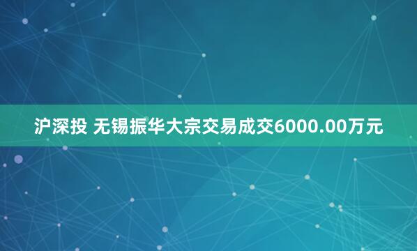 沪深投 无锡振华大宗交易成交6000.00万元